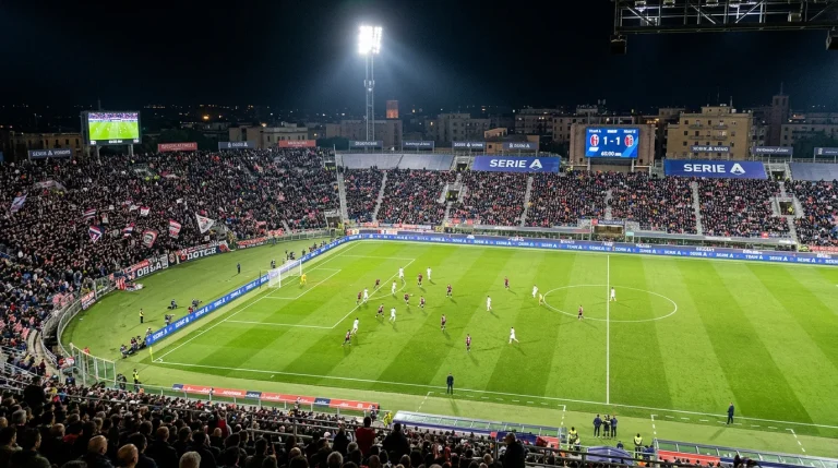 Pantalla de apuestas en vivo durante un partido de la Serie A con cuotas en movimiento