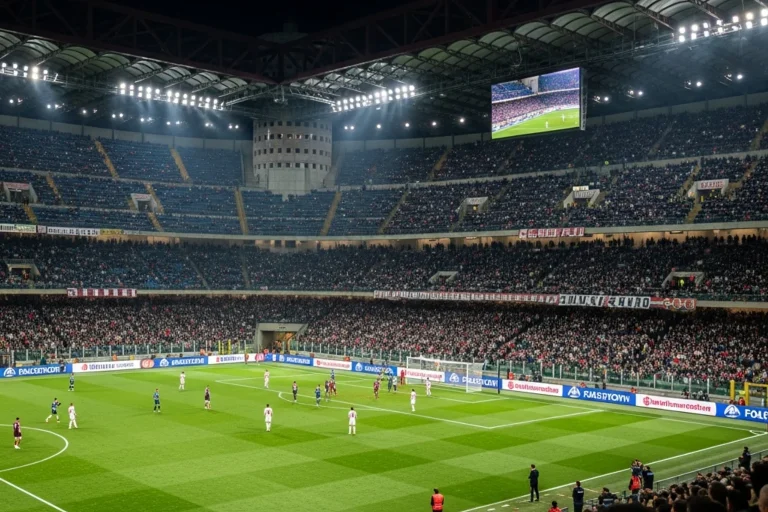Vista del estadio Giuseppe Meazza durante un Derby d'Italia entre Inter y Juventus