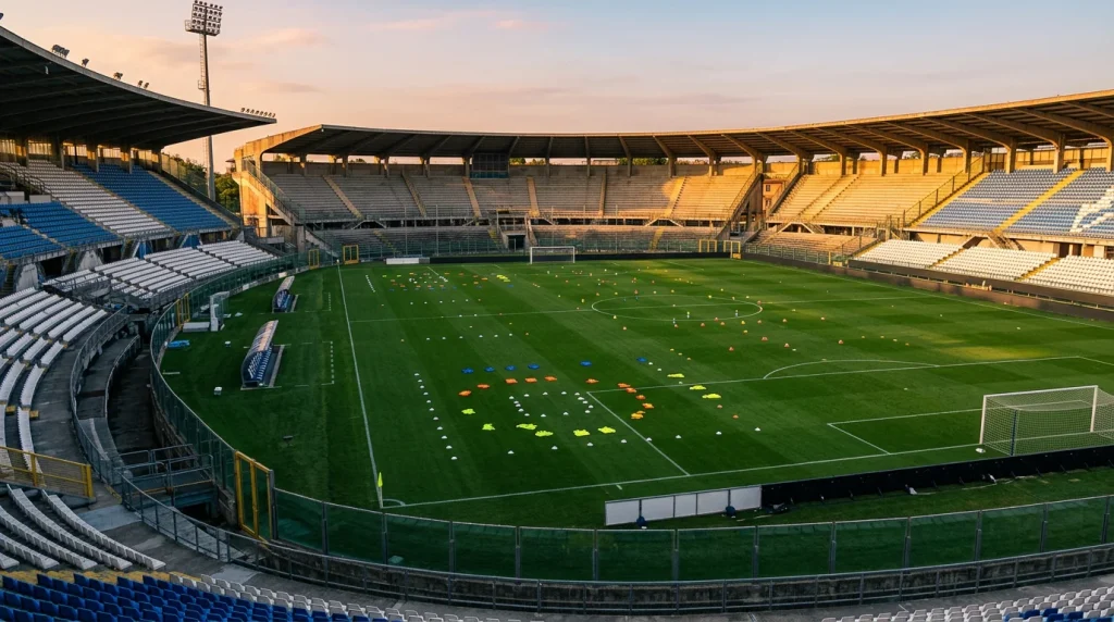 Diagrama táctico del fútbol italiano mostrando la evolución del catenaccio al pressing moderno